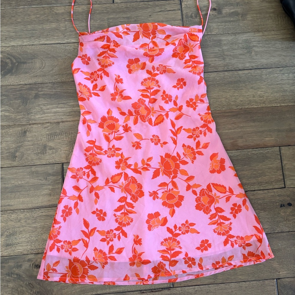 Floral Pink and Orange Dress